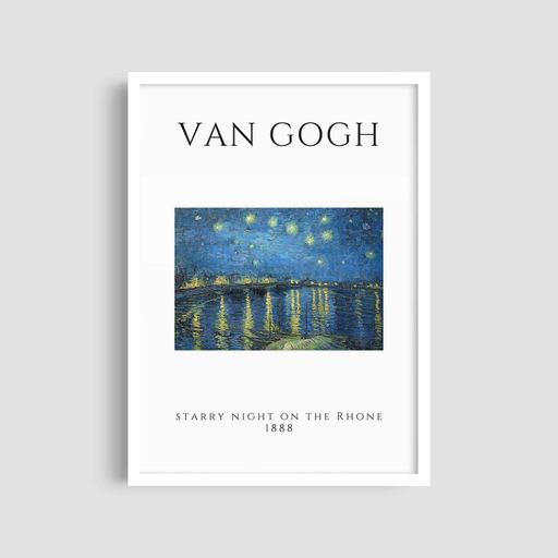 Постер Roomy "Starry Night on the Rhone 1" Черная рамка с глянцевым стеклом A2 (59.4x42 cm.) (1296723)