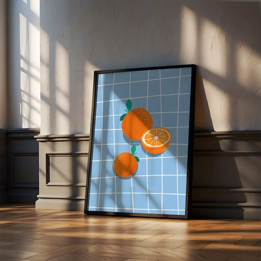 Постер Roomy "Orange Grid" Біла рамка з глянцевим склом A4 (29.7x21 cm) (1296751)