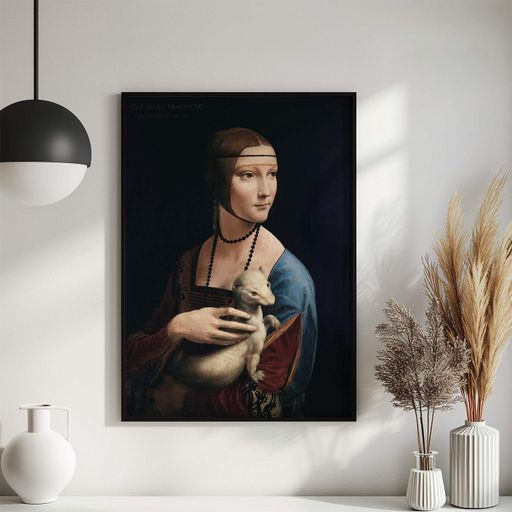 Постер Roomy "Lady with Ermine 1" Біла рамка з глянцевим склом A2 (59.4x42 cm.) (1296765)