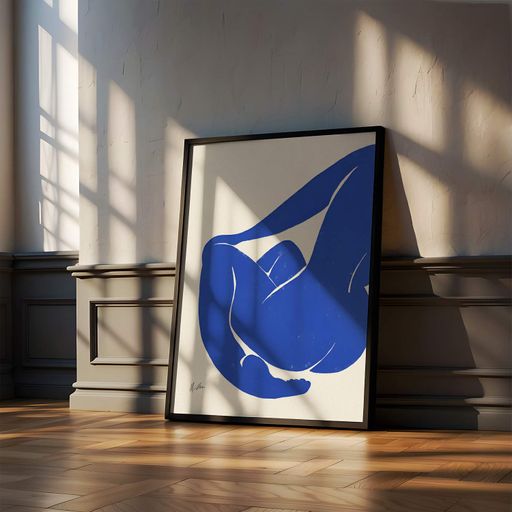 Постер Roomy "Blue Nude 3" Чорна рамка з глянцевим склом A2 (59.4x42 cm.) (1296834)