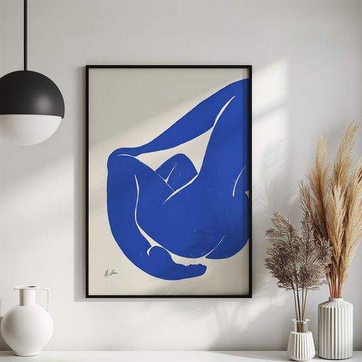 Постер Roomy "Blue Nude 3" Біла рамка з глянцевим склом A1 (84.1x59.4 cm.) (1296867)