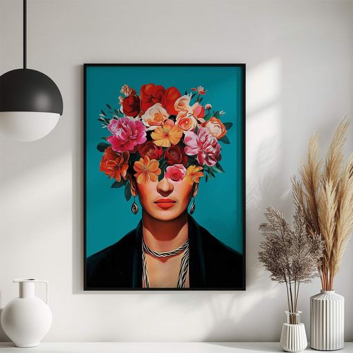 Постер Roomy "Woman with Flowers" Чорна рамка з глянцевим склом A2 (59.4x42 cm.) (1296932)