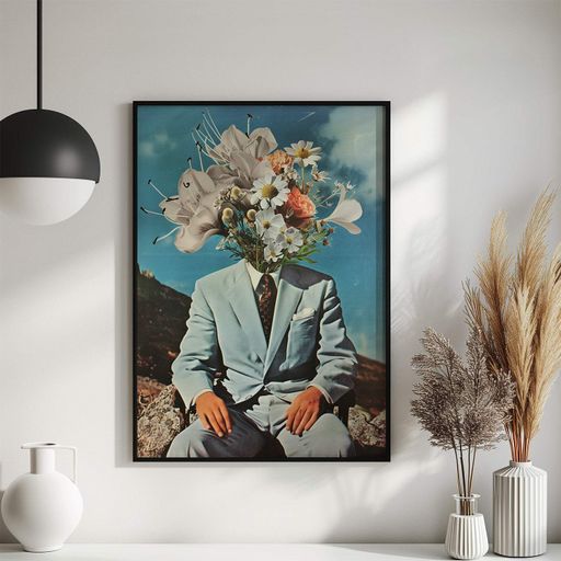 Постер Roomy "Man with Flowers" Біла рамка з глянцевим склом A4 (29.7x21 cm) (1296959)