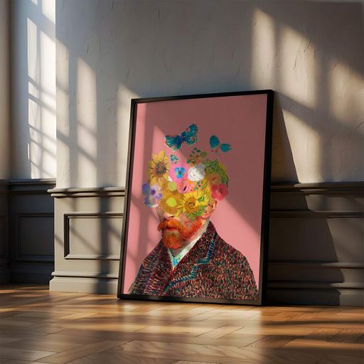 Постер Roomy "Van Gogh Flower Head" Чорна рамка з глянцевим склом A2 (59.4x42 cm.) (1296992)