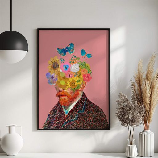 Постер Roomy "Van Gogh Flower Head" Белая рамка с антибликовым стеклом A2 (59.4x42 cm.) (1297006)