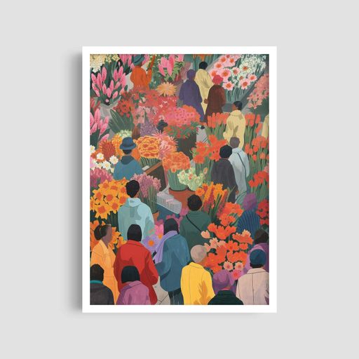 Постер Roomy "Floral Crowd" Белая рамка с глянцевым стеклом A3 (42x29.7 cm) (1297038)