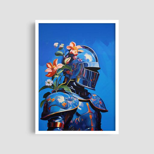 Постер Roomy "Helmet Flowers" Біла рамка з глянцевим склом A3 (42x29.7 cm) (1297193)