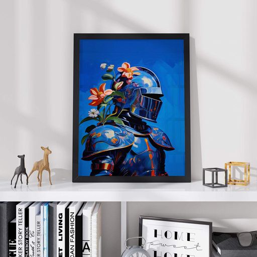 Постер Roomy "Helmet Flowers" Біла рамка з глянцевим склом A1 (84.1x59.4 cm.) (1297196)