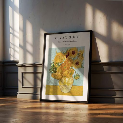 Постер Roomy "Van Gogh Sunflowers" Біла рамка з глянцевим склом A3 (42x29.7 cm) (1297397)