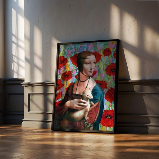 Постер Roomy "Lady with Ermine" Чорна рамка з глянцевим склом A1 (84.1x59.4 cm.) (1297433)