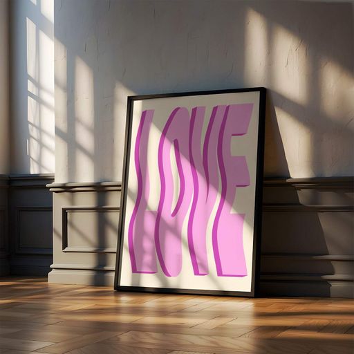 Постер Roomy "Love Pink" Белая рамка с антибликовым стеклом A4 (29.7x21 cm) (1297538)