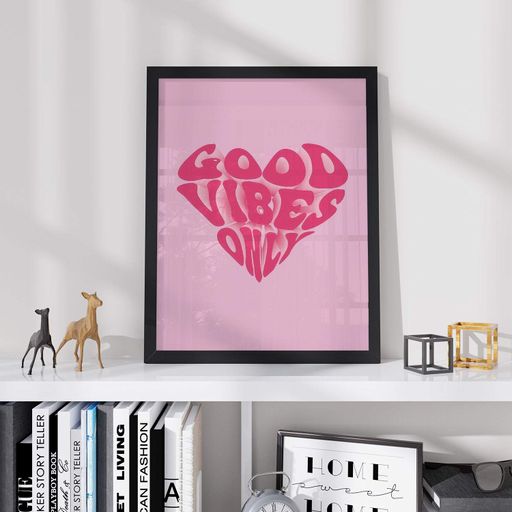 Постер Roomy "Good Vibes Pink" Черная рамка с глянцевым стеклом A4 (29.7x21 cm) (1297539)