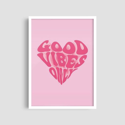 Постер Roomy "Good Vibes Pink" Белая рамка с глянцевым стеклом A1 (84.1x59.4 cm.) (1297555)
