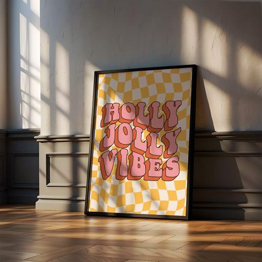 Постер Roomy "Holly Jolly Vibes" Чорна рамка з антибліковим склом A2 (59.4x42 cm.) (1297627)
