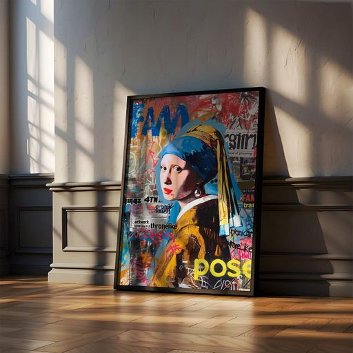 Постер Roomy "Girl with Pearl Earring" Чорна рамка з антибліковим склом A1 (84.1x59.4 cm.) (1297681)