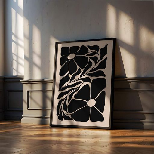 Постер Roomy "Modern Flower" Черная рамка с глянцевым стеклом A1 (84.1x59.4 cm.) (1297697)