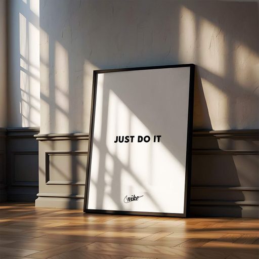 Постер Roomy "Just Do It White" Чорна рамка з антибліковим склом A1 (84.1x59.4 cm.) (1297701)