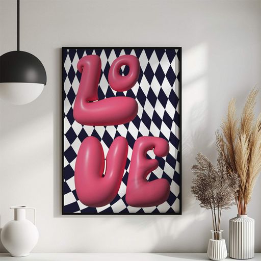 Постер Roomy "Pink Love" Чорна рамка з глянцевим склом A2 (59.4x42 cm.) (1297733)