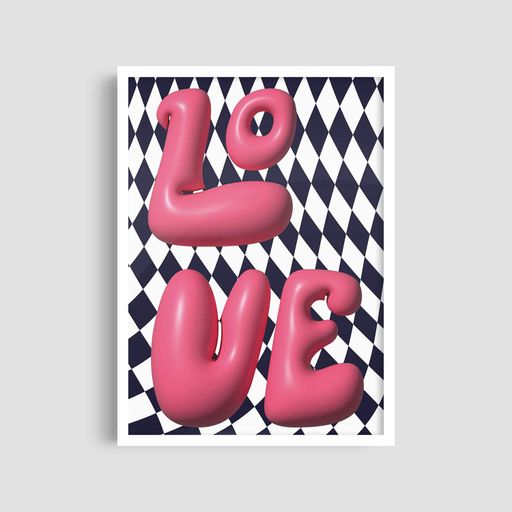 Постер Roomy "Pink Love" Белая рамка с глянцевым стеклом A2 (59.4x42 cm.) (1297763)