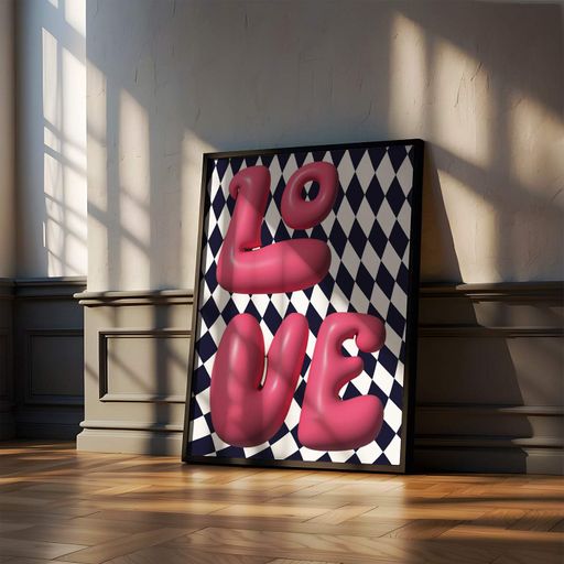 Постер Roomy "Pink Love" Белая рамка с антибликовым стеклом A2 (59.4x42 cm.) (1297784)