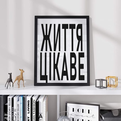 Постер Roomy "Life Interesting" Черная рамка с антибликовым стеклом A2 (59.4x42 cm.) (1297851)
