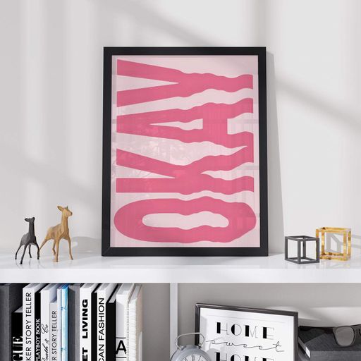 Постер Roomy "Okay Pink" Черная рамка с антибликовым стеклом A2 (59.4x42 cm.) (1297871)
