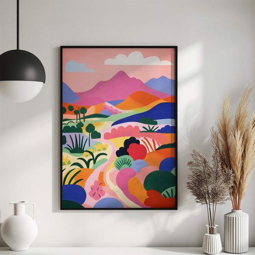 Постер Roomy "Colorful Landscape" Чорна рамка з глянцевим склом A1 (84.1x59.4 cm.) (1298075)