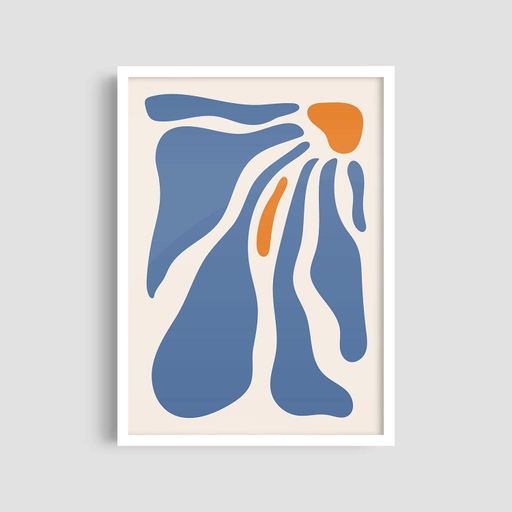 Постер Roomy "Abstract Flower Orange" Белая рамка с глянцевым стеклом A2 (59.4x42 cm.) (1298111)