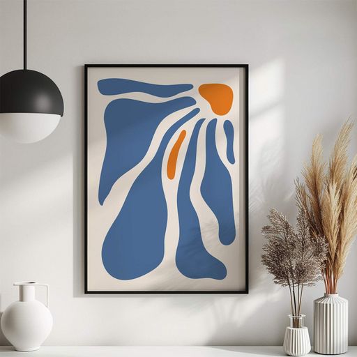 Постер Roomy "Abstract Flower Orange" Біла рамка з глянцевим склом A1 (84.1x59.4 cm.) (1298112)