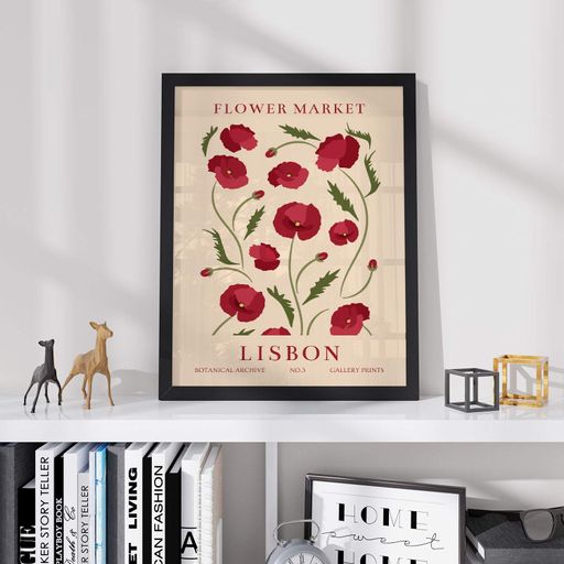 Постер Roomy "Poppy Market" Чорна рамка з глянцевим склом A2 (59.4x42 cm.) (1298145)