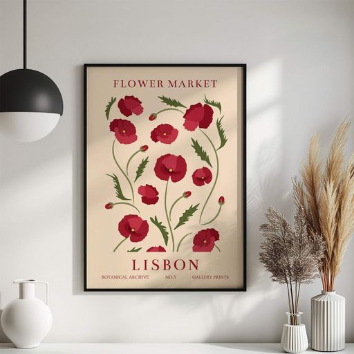 Постер Roomy "Poppy Market" Белая рамка с глянцевым стеклом A4 (29.7x21 cm) (1298151)