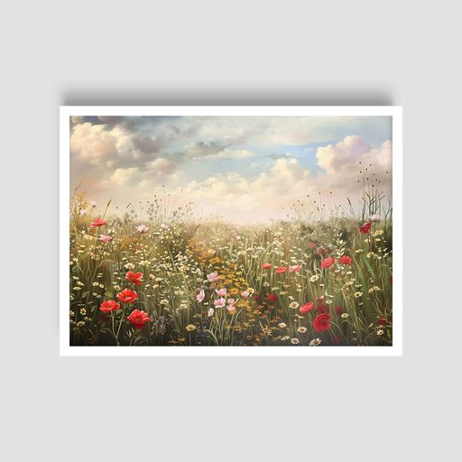 Постер Roomy "Flower Field" Белая рамка с антибликовым стеклом A2 (59.4x42 cm.) (1298227)