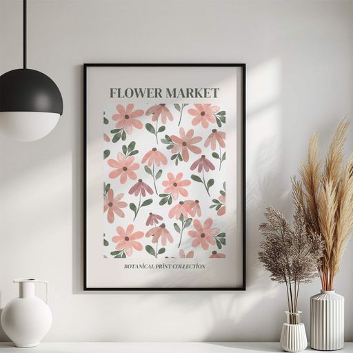 Постер Roomy "Pink Petals" Черная рамка с глянцевым стеклом A4 (29.7x21 cm) (1298366)