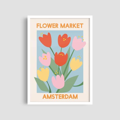 Постер Roomy "Amsterdam Tulips" Белая рамка с глянцевым стеклом A3 (42x29.7 cm) (1298433)