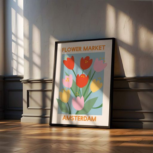 Постер Roomy "Amsterdam Tulips" Белая рамка с антибликовым стеклом A3 (42x29.7 cm) (1298449)