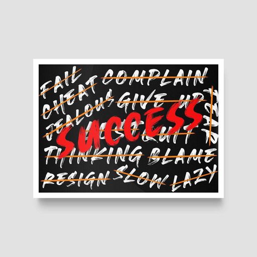 Постер Roomy "Success Script" Чорна рамка з антибліковим склом A3 (42x29.7 cm) (1298623)