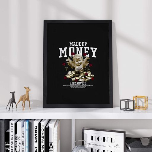 Постер Roomy "Money Angel" Чорна рамка з антибліковим склом A2 (59.4x42 cm.) (1298662)