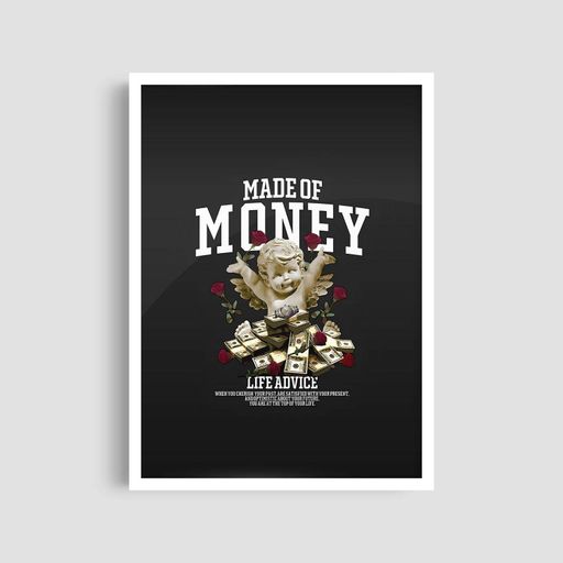 Постер Roomy "Money Angel" Чорна рамка з антибліковим склом A1 (84.1x59.4 cm.) (1298666)