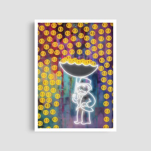 Постер Roomy "Raining Coins" Біла рамка з антибліковим склом A2 (59.4x42 cm.) (1298671)
