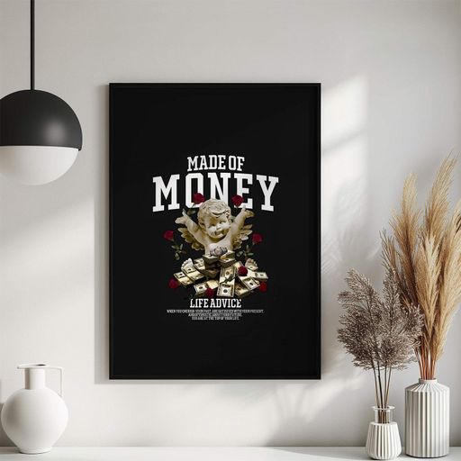 Постер Roomy "Money Angel" Белая рамка с антибликовым стеклом A1 (84.1x59.4 cm.) (1298683)