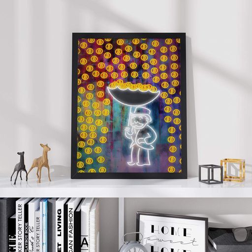 Постер Roomy "Raining Coins" Белая рамка с глянцевым стеклом A1 (84.1x59.4 cm.) (1298705)