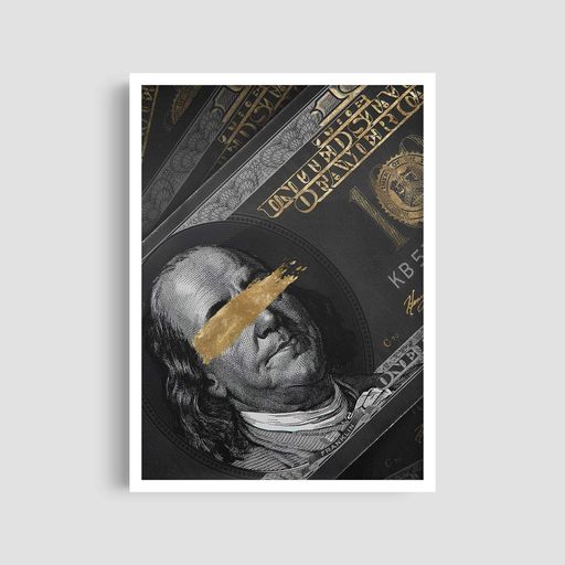 Постер Roomy "Blinded Franklin" Черная рамка с глянцевым стеклом A1 (84.1x59.4 cm.) (1298751)