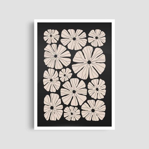 Постер Roomy "Monochrome Blooms" Белая рамка с глянцевым стеклом A3 (42x29.7 cm) (1298867)