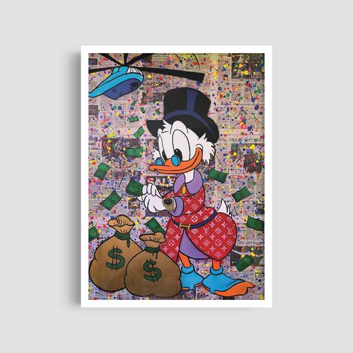 Постер Roomy "Scrooge McDuck" Белая рамка с глянцевым стеклом A2 (59.4x42 cm.) (1298959)
