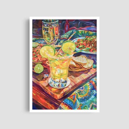 Постер Roomy "Colorful Cocktail" Белая рамка с глянцевым стеклом A4 (29.7x21 cm) (1298978)