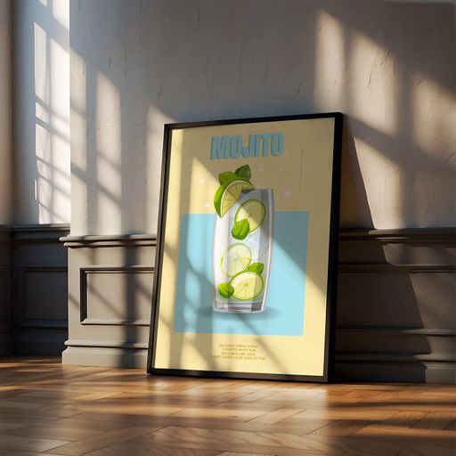 Постер Roomy "Mojito Fresh" Черная рамка с глянцевым стеклом A4 (29.7x21 cm) (1299000)