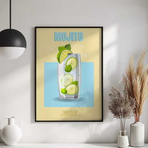Постер Roomy "Mojito Fresh" Черная рамка с антибликовым стеклом A3 (42x29.7 cm) (1299010)