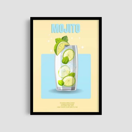 Постер Roomy "Mojito Fresh" Біла рамка з глянцевим склом A4 (29.7x21 cm) (1299015)