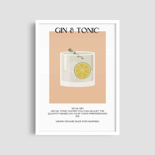 Постер Roomy "Gin Tonic" Біла рамка з глянцевим склом A1 (84.1x59.4 cm.) (1299140)