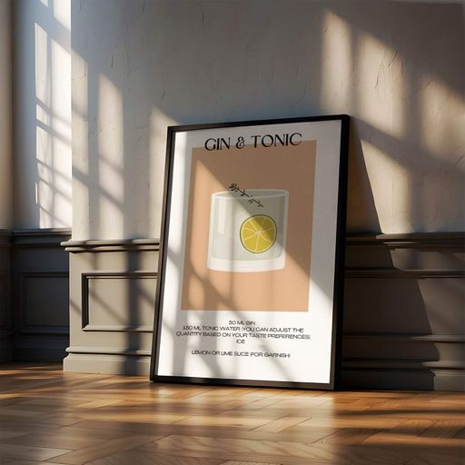 Постер Roomy "Gin Tonic" Белая рамка с антибликовым стеклом A3 (42x29.7 cm) (1299143)